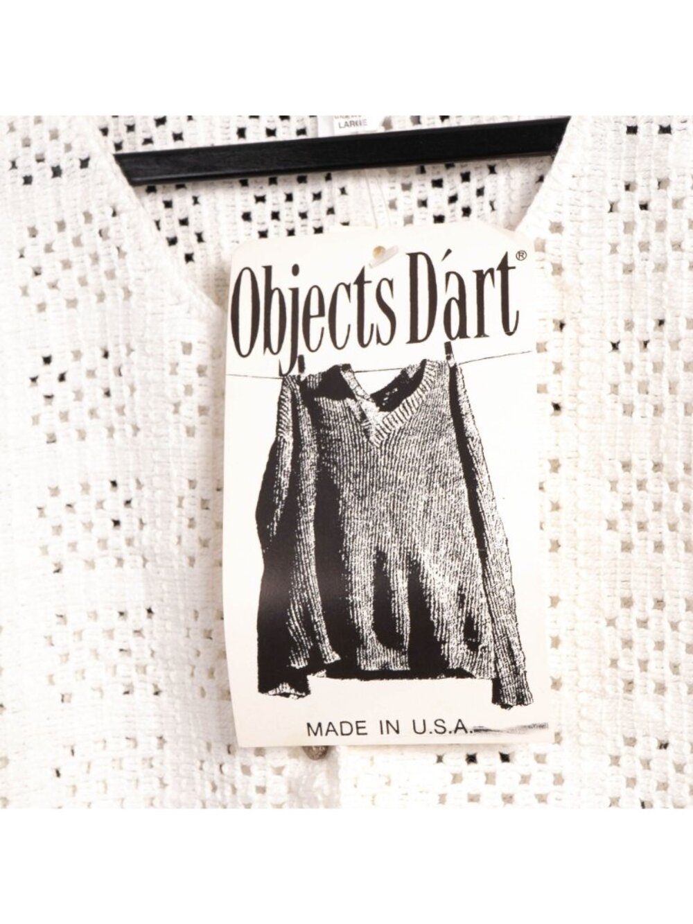 Objects DArt VTG Cardigan Sweater L White Cropped Boho Indie Hippie Sweetheart - Picture 5 of 8